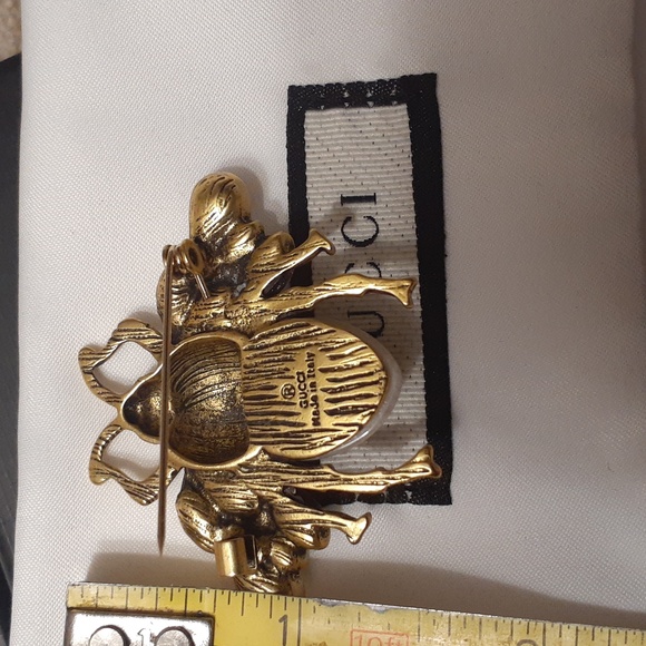 GUCCI VINTAGE SCARAB ZIRCON BROOCH RARE - Picture 5 of 6